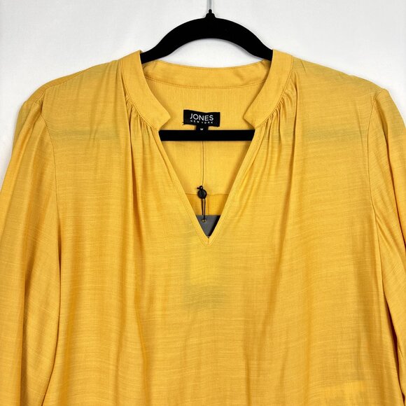 NWT Jones New York Blouse Women’s Medium Mustard Yellow V-Neck Long Sleeve‎ - Picture 3 of 16